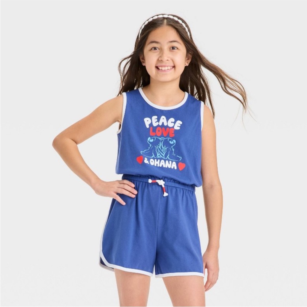 NWT Girls'‎ Stitch 'Peace Love Ohana' Romper
Disney Collection by Cat & Jack XS